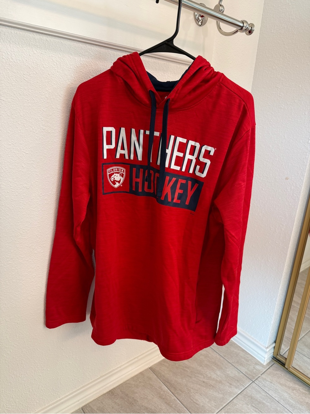 Men’s Panthers Hockey Red Hoodie with Navy Accents